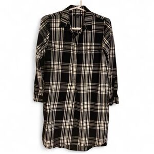 Madewell Plaid Black And White Dress With Collar And Pockets XXS